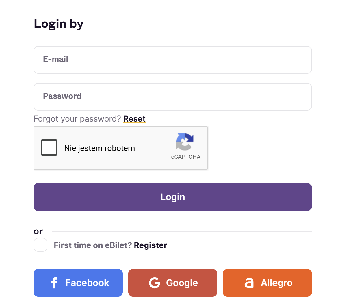 Logging in to your eBilet account